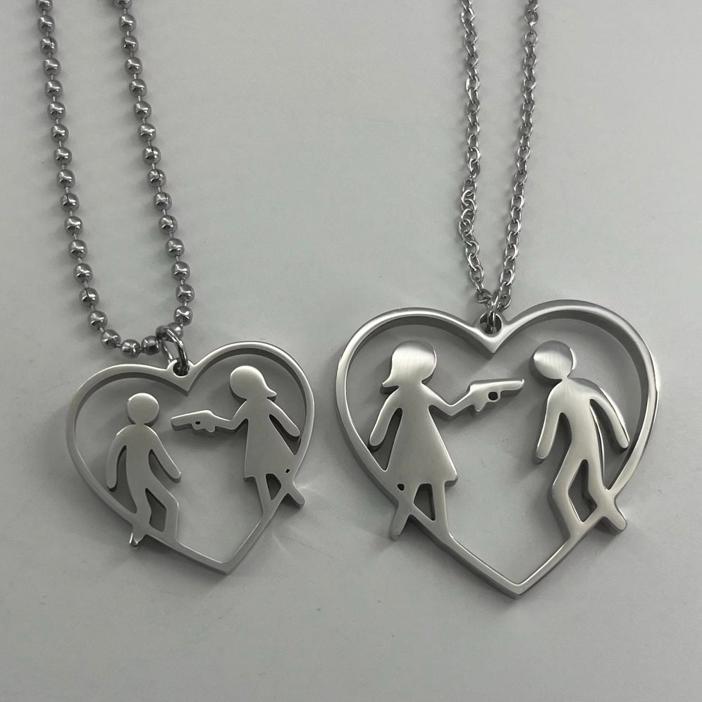 ‘Girl with a gun’ pendant+chain
