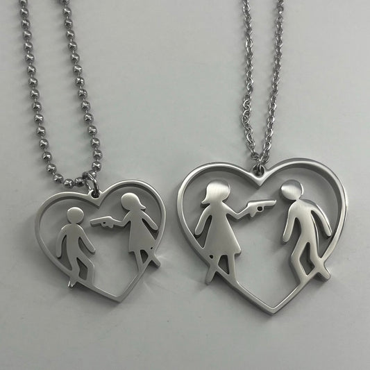 ‘Girl with a gun’ pendant+chain